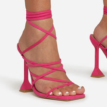 Load image into Gallery viewer, Ankle Strappy Sandals Buckle Stiletto Heel Square Toe Shoes Daily Wedding Pumps