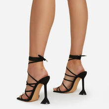 Load image into Gallery viewer, Ankle Strappy Sandals Buckle Stiletto Heel Square Toe Shoes Daily Wedding Pumps