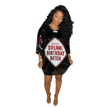 Load image into Gallery viewer, Women's Sequin Sequined Printed Round Neck Shirt With Half Sleeve Loose Dress
