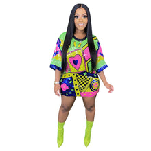 Load image into Gallery viewer, Women's Sequin Sequined Printed Round Neck Shirt With Half Sleeve Loose Dress
