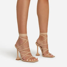 Load image into Gallery viewer, Ankle Strappy Sandals Buckle Stiletto Heel Square Toe Shoes Daily Wedding Pumps
